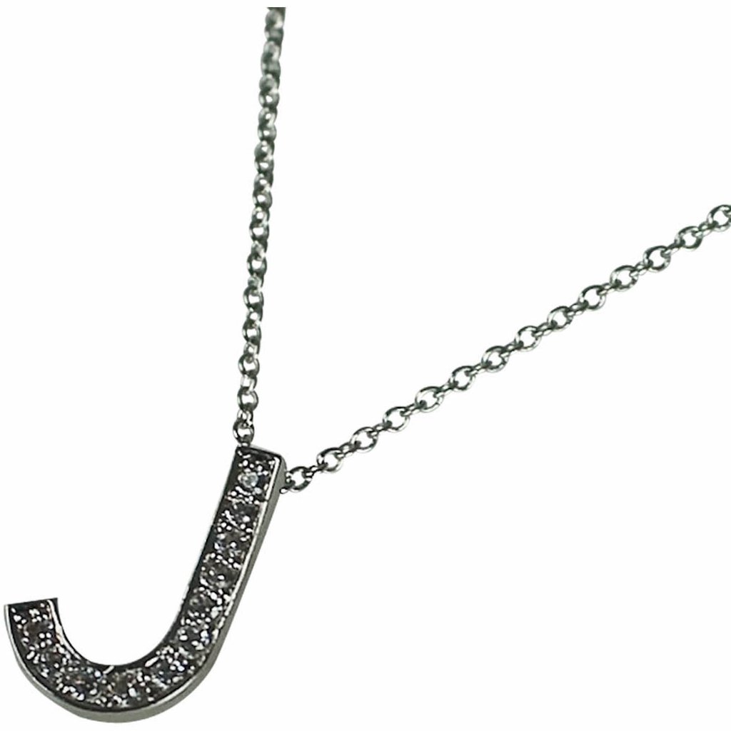 J Initial Pendant Necklace Pave Crystal 40$